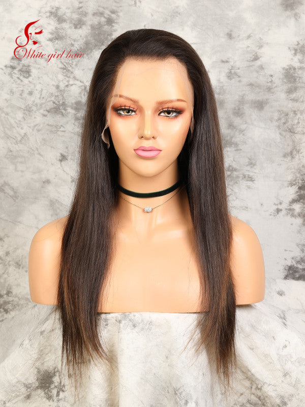 Free shipping Real European hair lace wigs Unprocessed Natural brown color Natural texture Lace front wigs