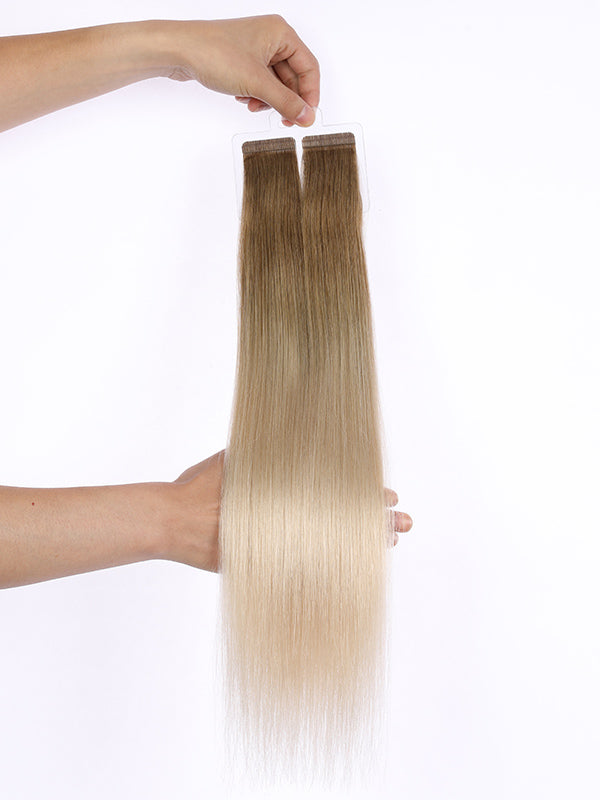 Free shipping White girl hair ombre blond color European hair tape extensions one pcs custom accept