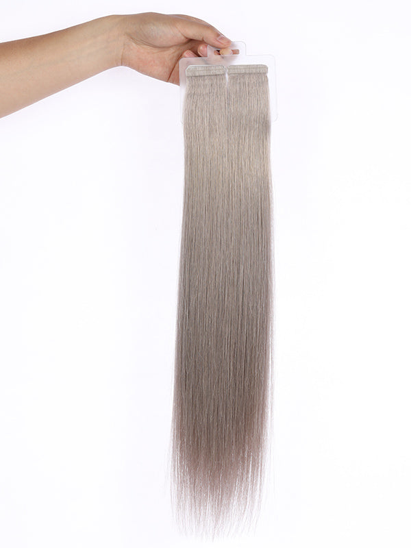 Free shipping White girl hair gray color European hair tape extensions one pcs custom accept