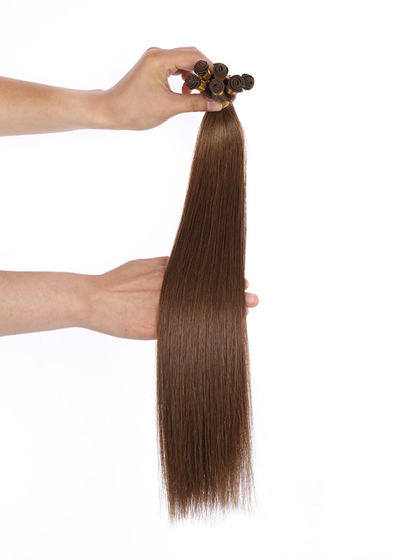 Free shipping White girl hair brown color European hair handsewn extensions one pcs custom accept