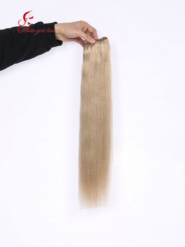 Free shipping White girl hair 101# color European hair weft extensions one pcs custom accept