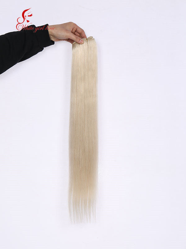Free shipping White girl hair 60# color European hair weft extensions one pcs custom accept