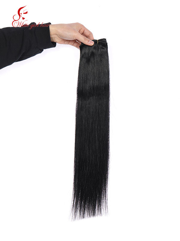 Free shipping White girl hair 1# color European hair weft extensions one pcs custom accept