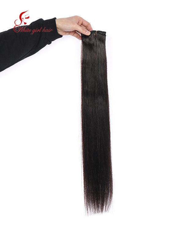 Free shipping White girl hair 2# color European hair weft extensions one pcs custom accept