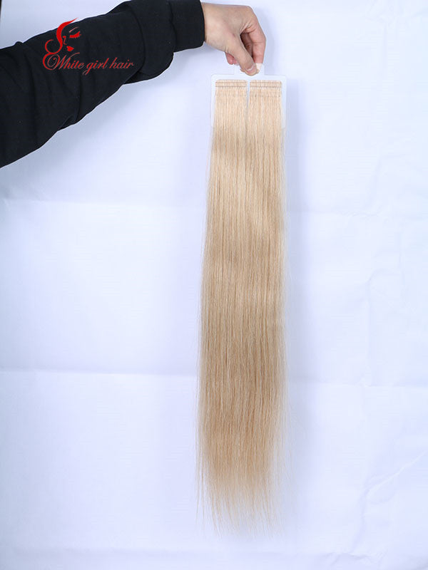 Free shipping White girl hair 60/22/8# color European hair tape extensions one pcs custom accept