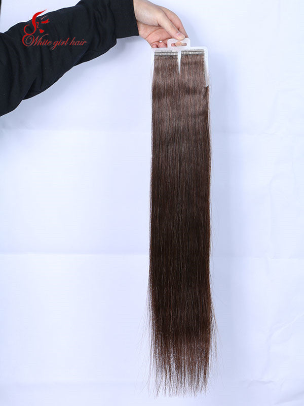 Free shipping White girl hair 3# color European hair tape extensions one pcs custom accept
