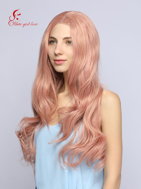 White girl wigs Synthetic lace wigs Straight Lovely light pink Lace front wigs