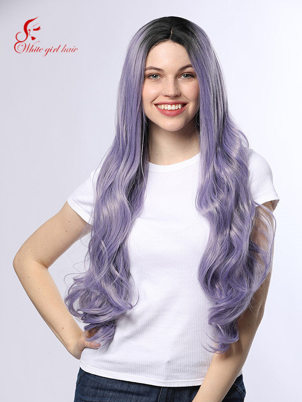 White girl wigs Synthetic lace wigs cute Purple Lace front wigs