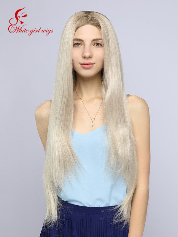 World wide Free Shipping White girl wigs Synthetic lace wigs Very long Hony Blond Lace front wigs