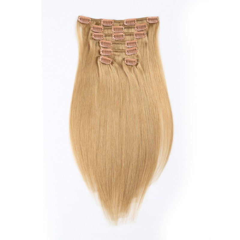 Free shipping White girl hair brown blond color European hair clip-on extensions one pcs custom accept