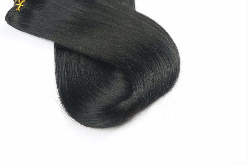 Free shipping White girl hair black color European hair weft extensions one pcs custom accept