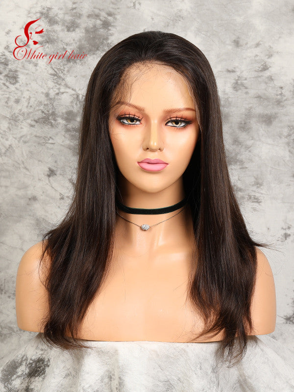 Free shipping Real European hair lace wigs Unprocessed Natural Black brown color Natural texture Lace front wigs