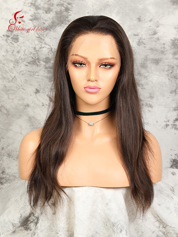 Free shipping Real European hair lace wigs Unprocessed Natural brown color Natural texture Lace front wigs