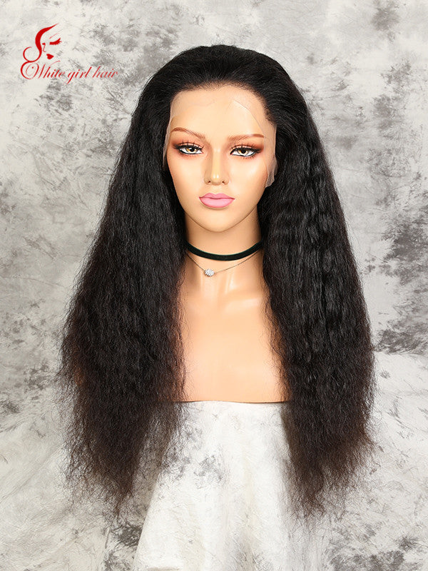 Free shipping Real European hair lace wigs Unprocessed Natural Black brown color Natural texture Lace front wigs