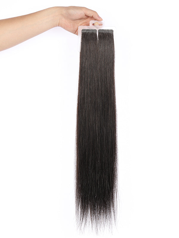 Free shipping White girl hair natural black color European hair tape extensions one pcs custom accept