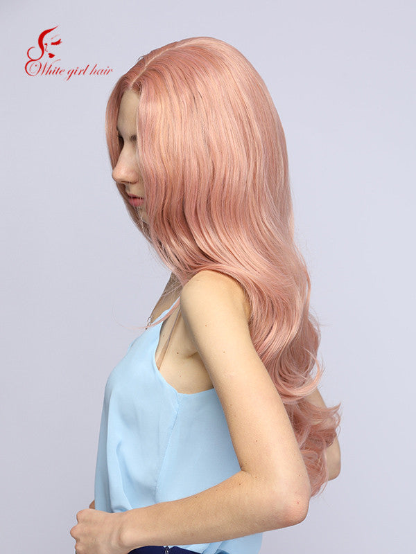 White girl wigs Synthetic lace wigs Straight Lovely light pink